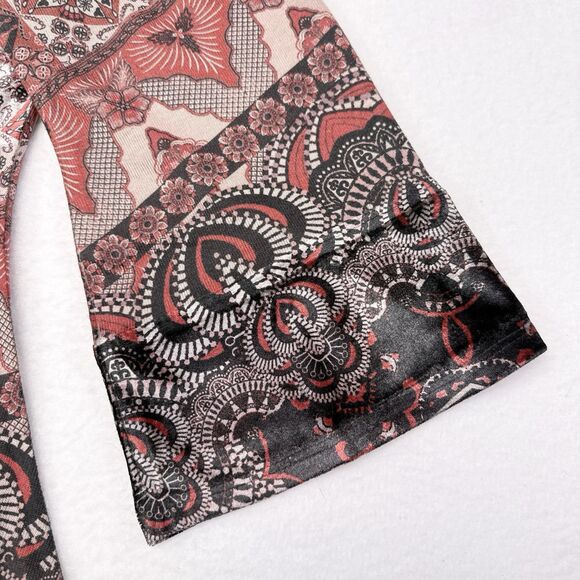 One World Tunic Top Medium‎ Red Blouse Boho Studded Embroidered Floral - Picture 4 of 10